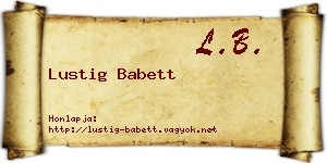 Lustig Babett névjegykártya